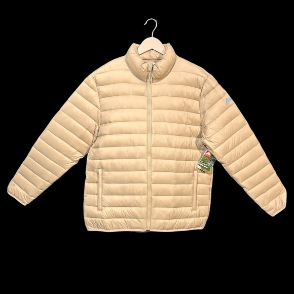 Ozark Trail Men's Zip Front Puffer Jacket Size M Beige Winter Coat Zip Pockets - Picture 1 of 10